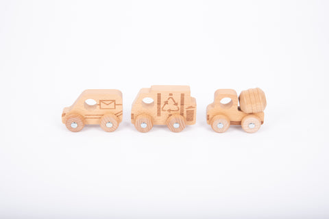 Natural Wooden Community Vehicles Set