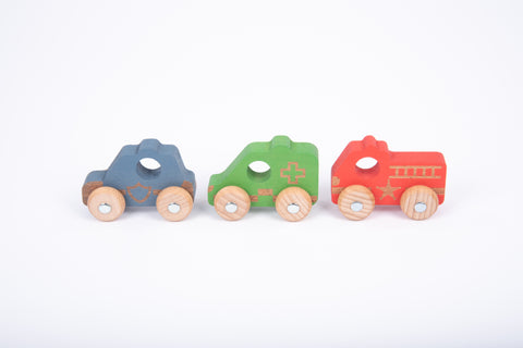 Rainbow Wooden Emergency Vehicles Set